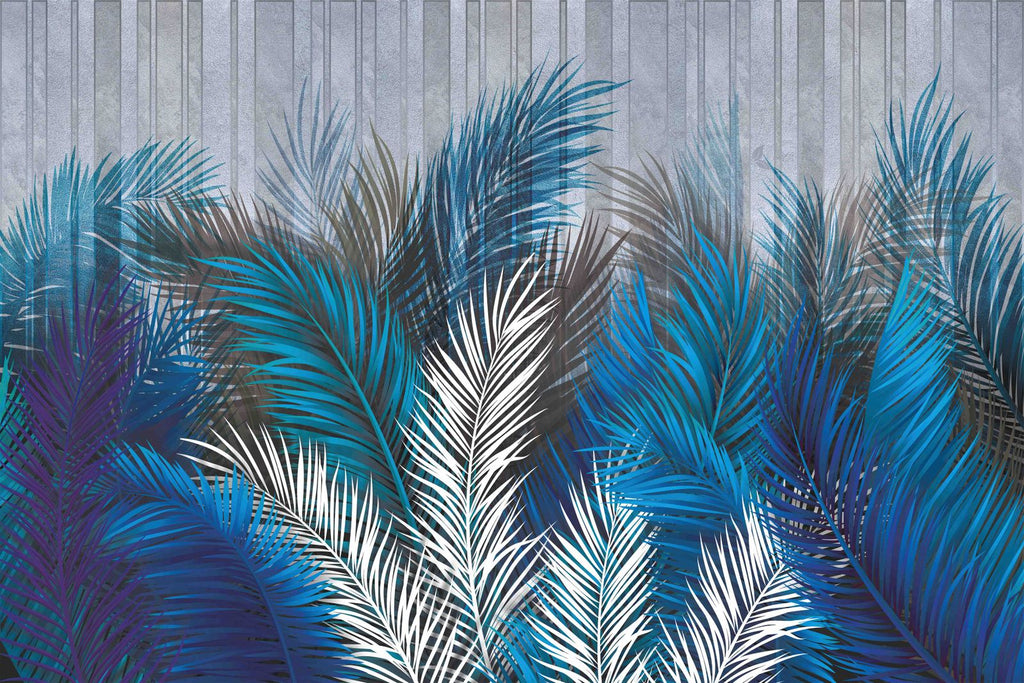 Blue Palm Leaves Wallpaper uniQstiQ Long Murals