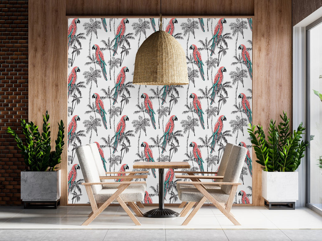 Parrots on Palms Wallpaper  uniQstiQ Tropical