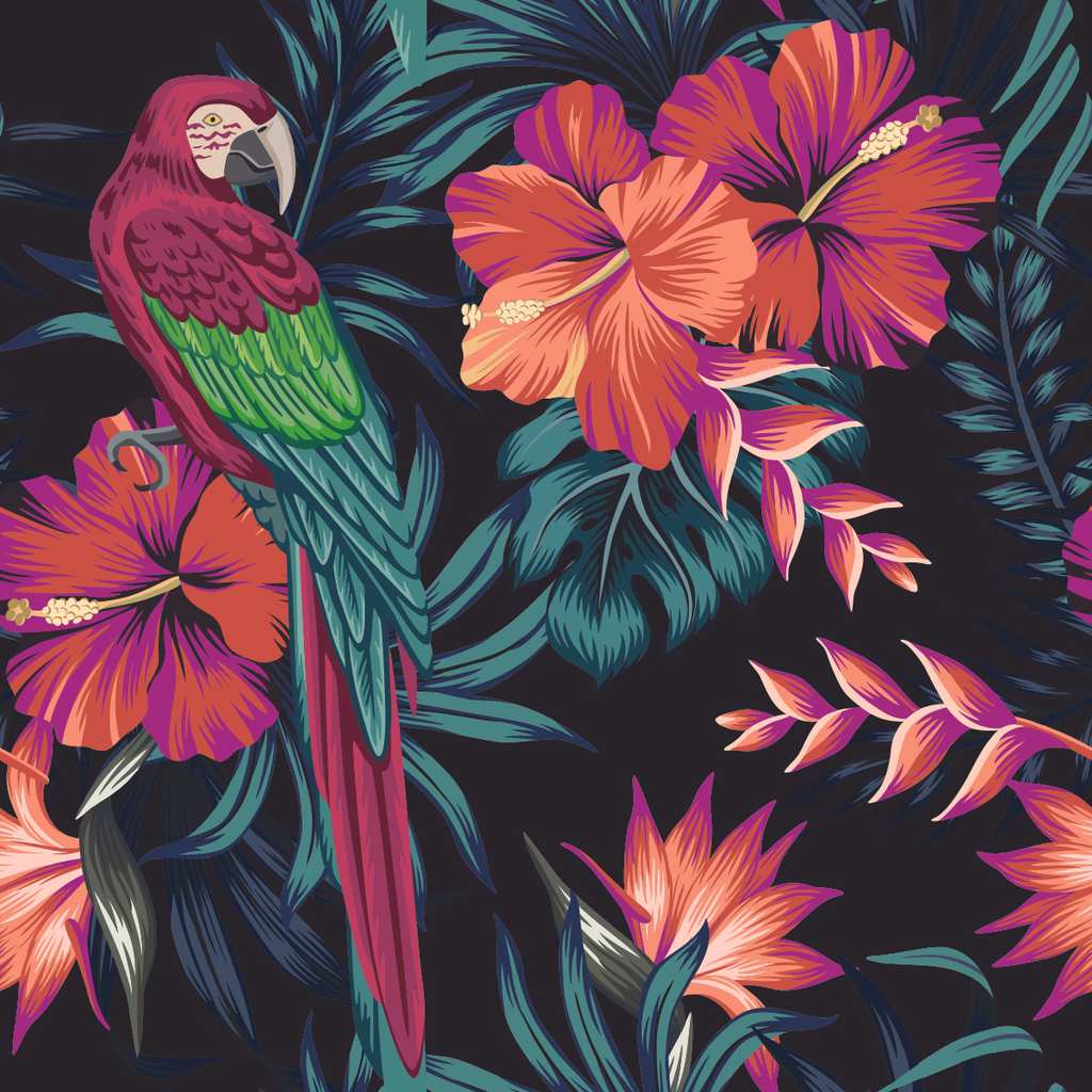 Parrot and Flowers Wallpaper  uniQstiQ Tropical