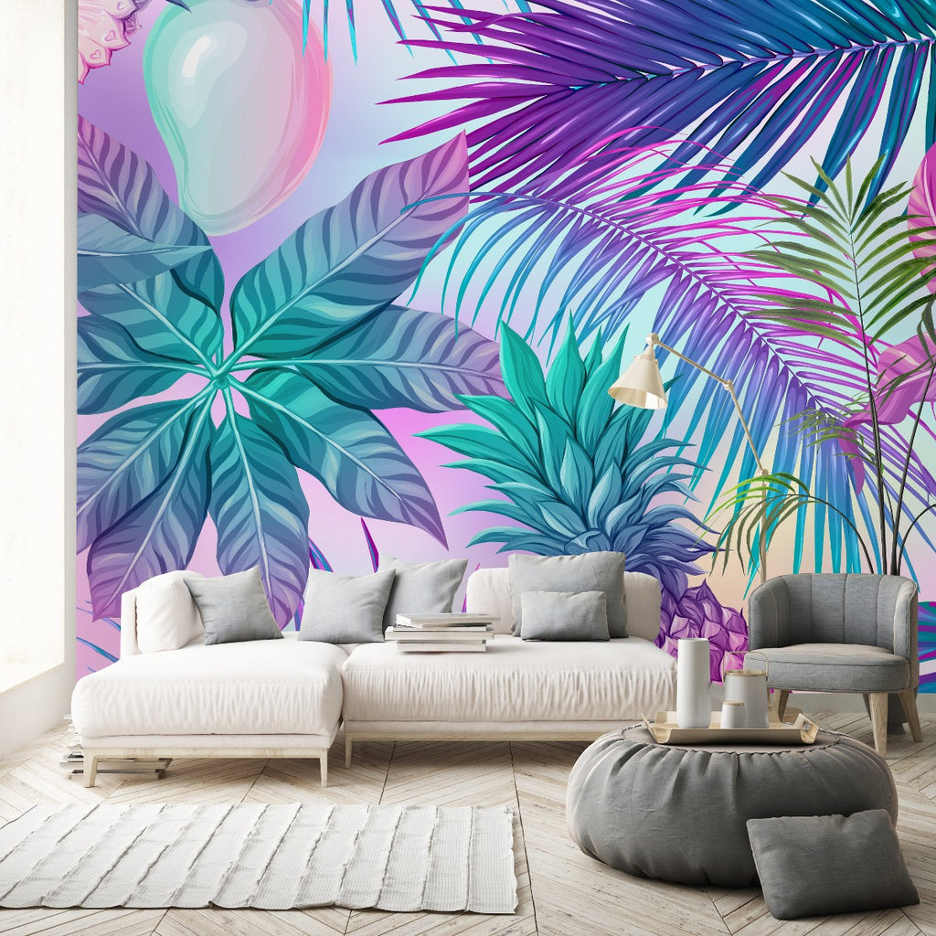 Purple Palms and Pineapple Wallpaper uniQstiQ Long Murals