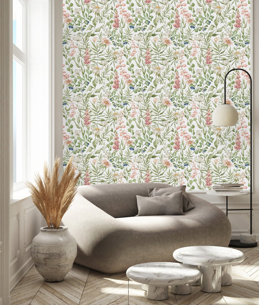Green Plants and Flowers Wallpaper uniQstiQ Botanical