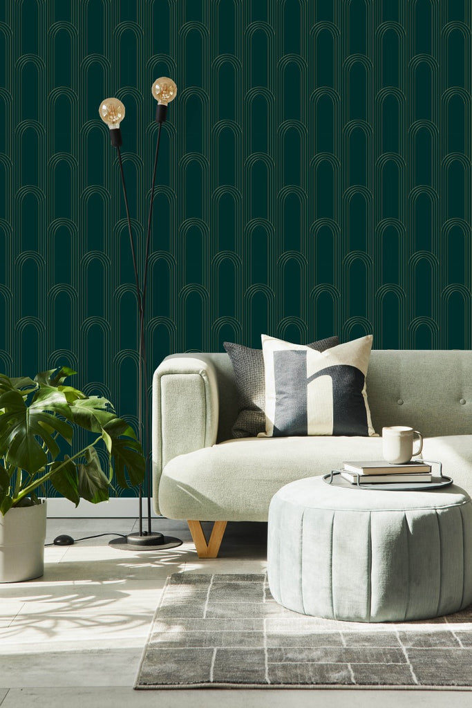 Dark Green and Gold Pattern Wallpaper uniQstiQ Geometric