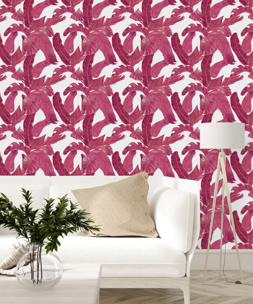 Red Palm Leaves Wallpaper uniQstiQ Botanical