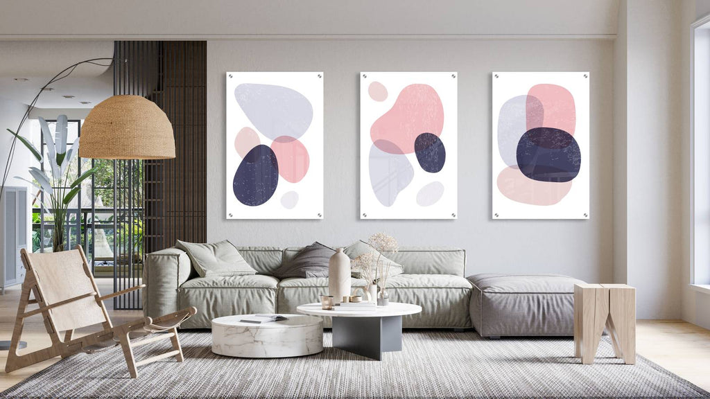 Abstract Shapes Pattern Set of 3 Prints Modern Wall Art Modern Artwork Image 1
