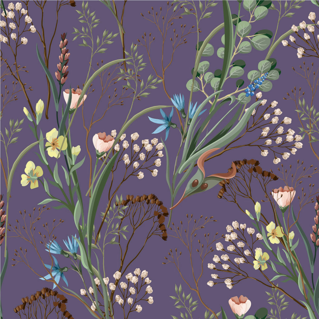 Wildflowers on Purple Background Wallpaper