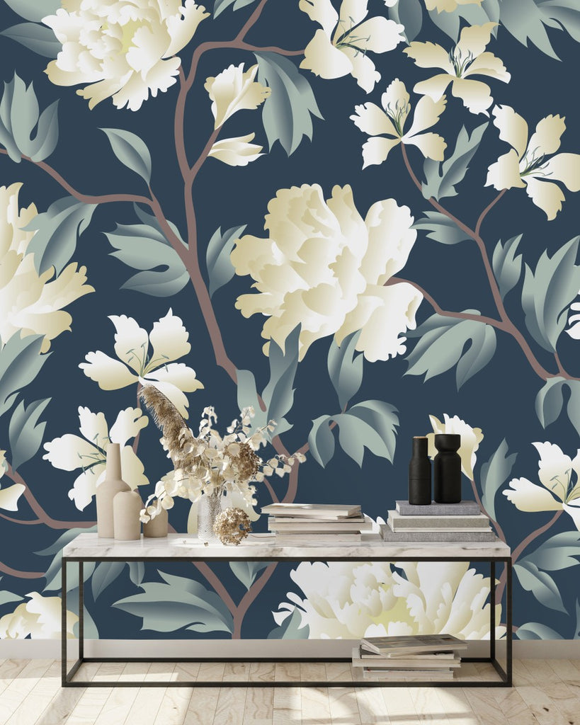 White Floral Tree Wallpaper uniQstiQ Murals