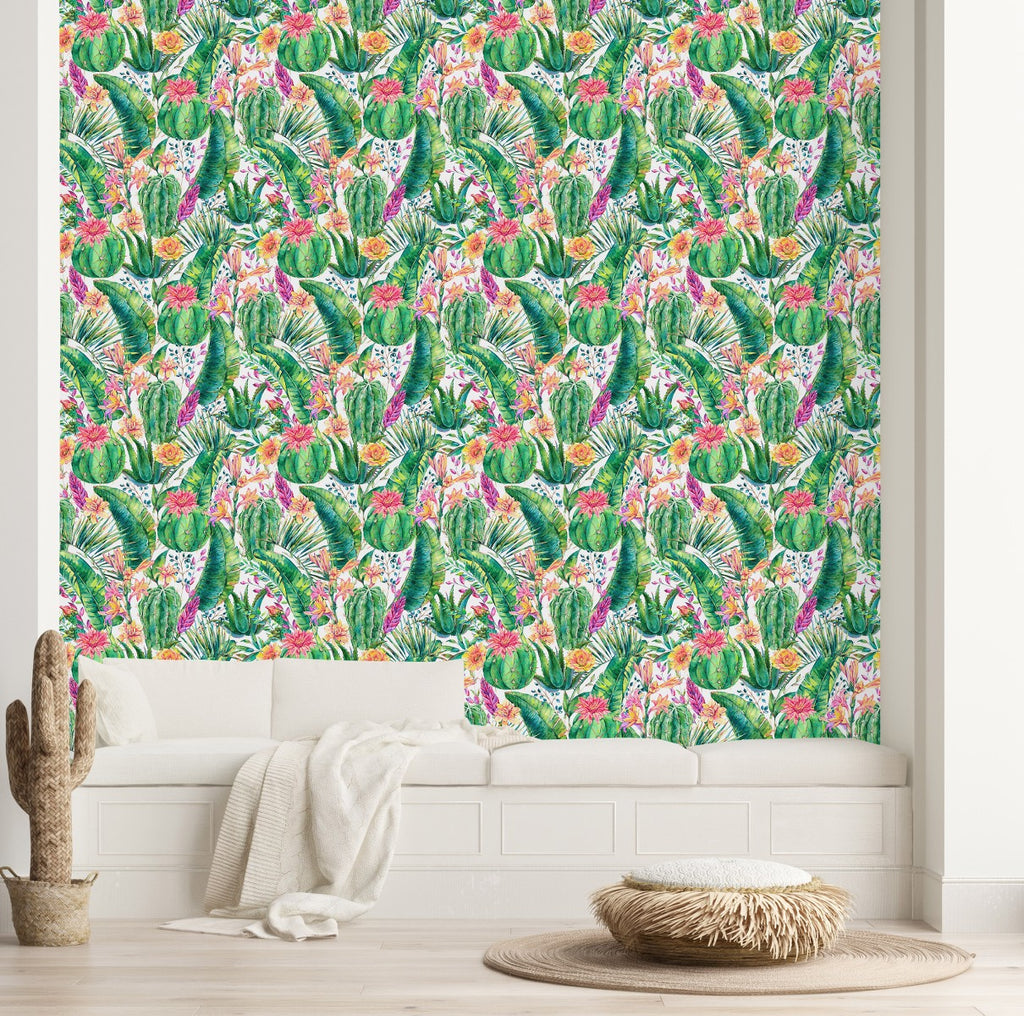 Pink and Yellow Cactus Flowers Wallpaper uniQstiQ Tropical