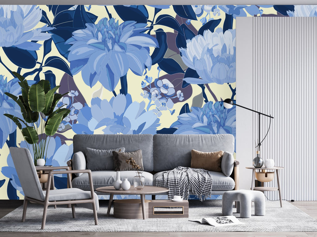 Blue Flowers Wallpaper uniQstiQ Long Murals