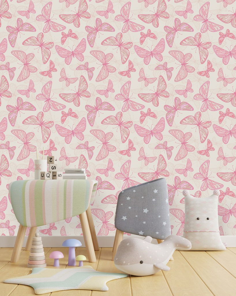 Pink Butterflies Wallpaper  uniQstiQ Kids