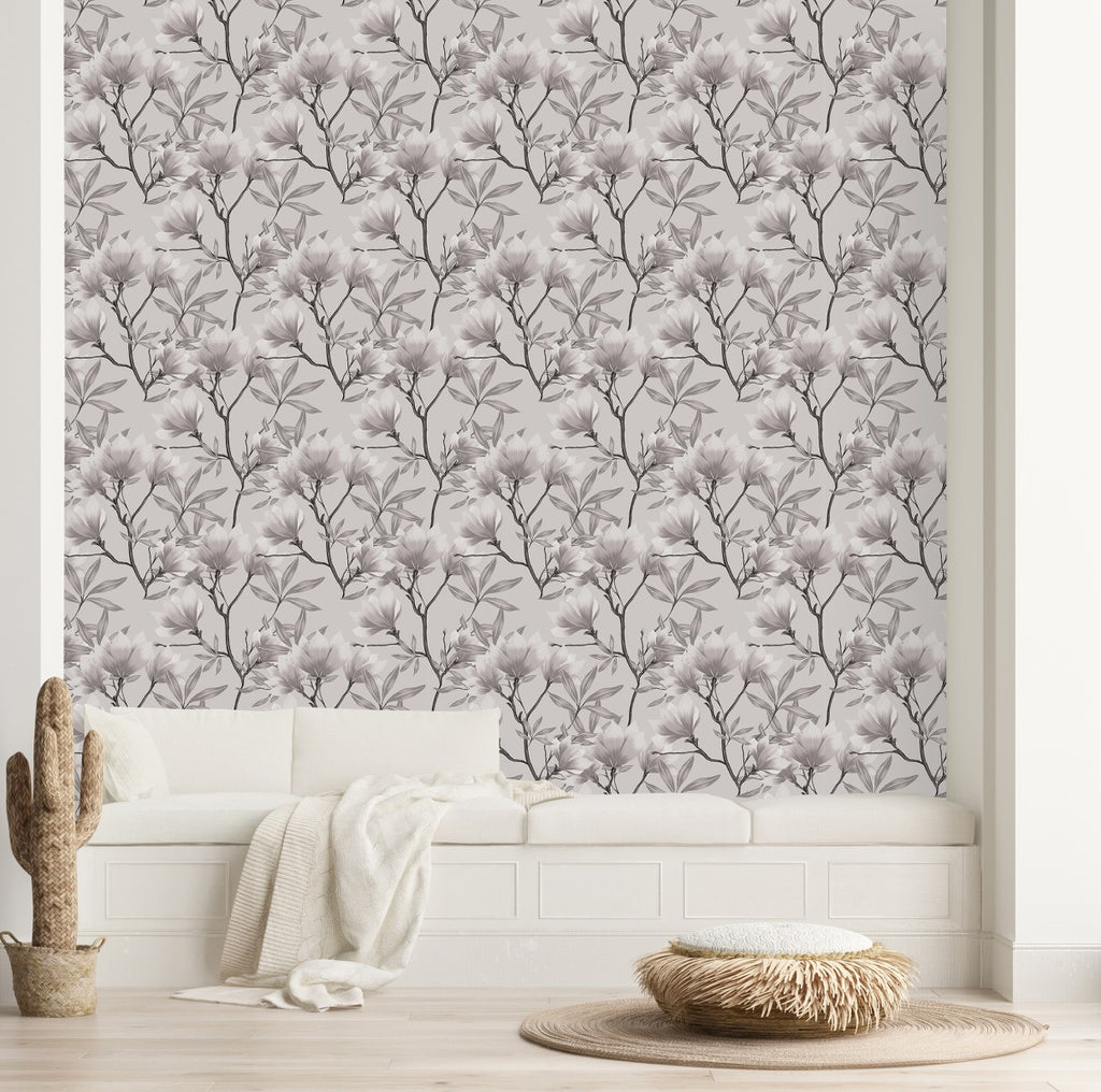 Grey Floral Wallpaper uniQstiQ Floral