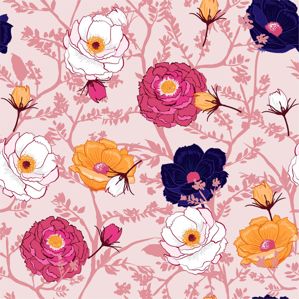 Pink Wallpaper with Floral Pattern  uniQstiQ Floral