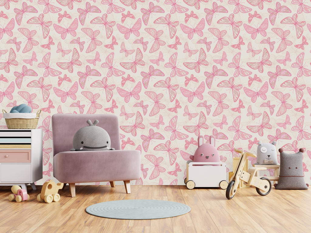Pink Butterflies Wallpaper  uniQstiQ Kids