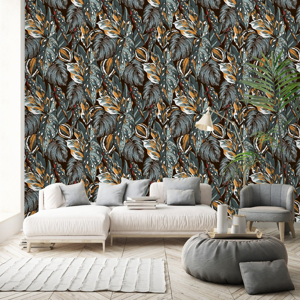 Large Exotic Leaves Wallpaper  uniQstiQ Tropical