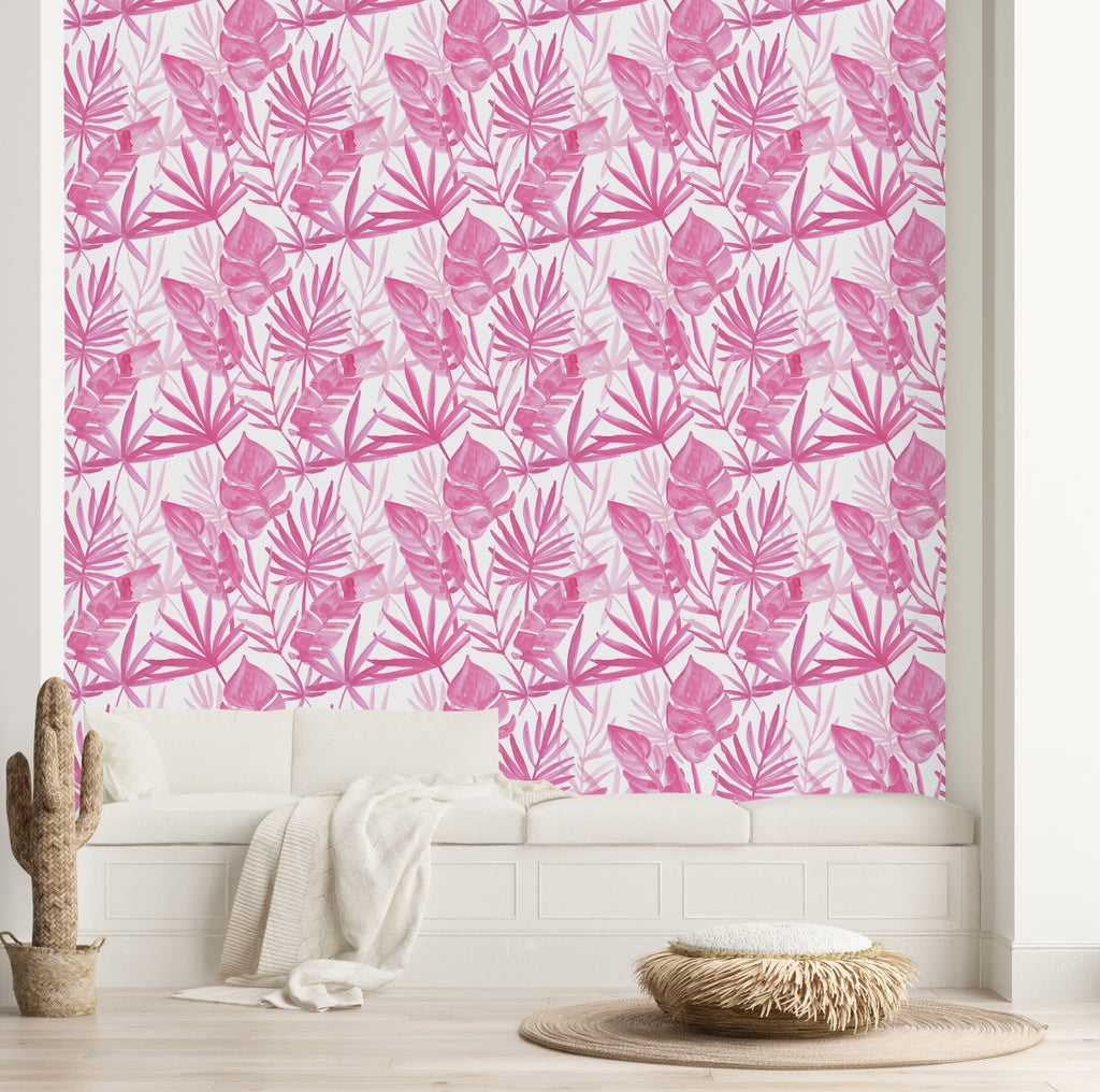 Pink Palm Leaves Wallpaper uniQstiQ Tropical