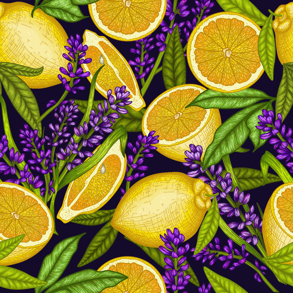 Dark Wallpaper with Lemon Pattern  uniQstiQ Botanical