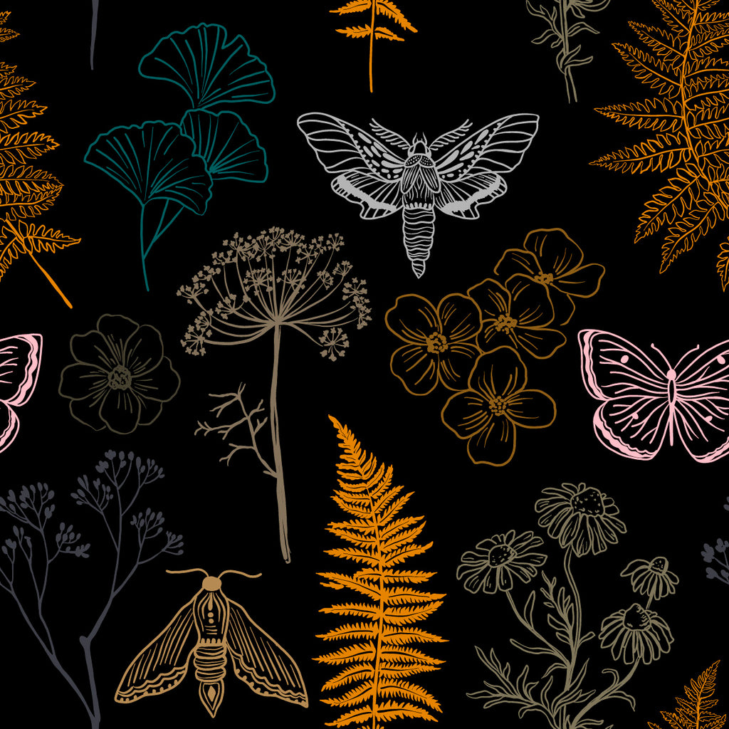 Black Wallpaper with Butterflies  uniQstiQ Botanical