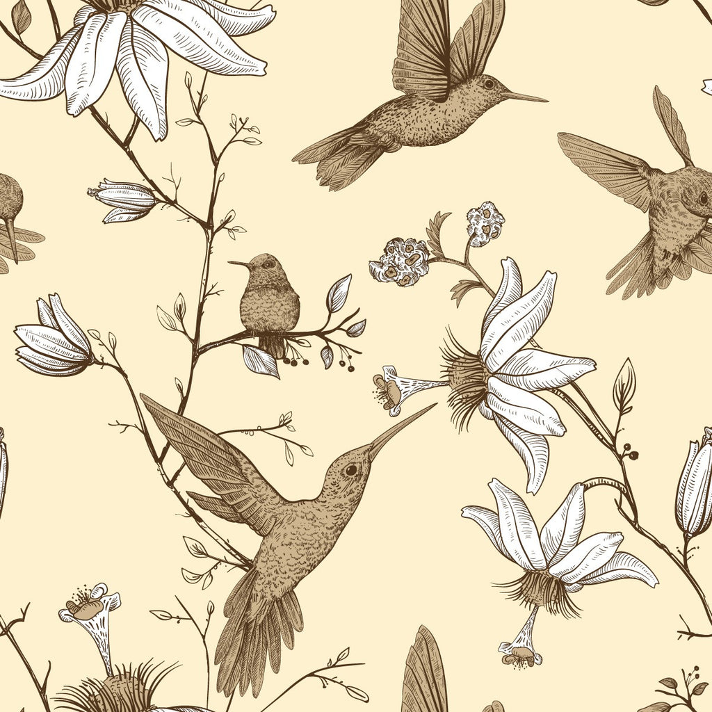 Beige Hummingbird Wallpaper  uniQstiQ Vintage