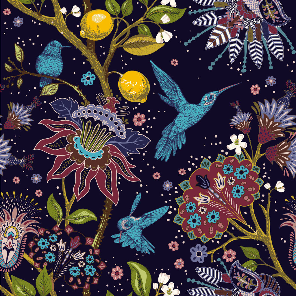 Dark Hummingbird Pattern Wallpaper  uniQstiQ Vintage