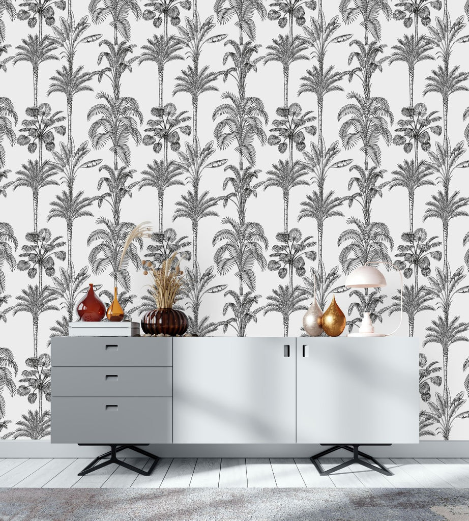 Black Palms Pattern Wallpaper uniQstiQ Tropical