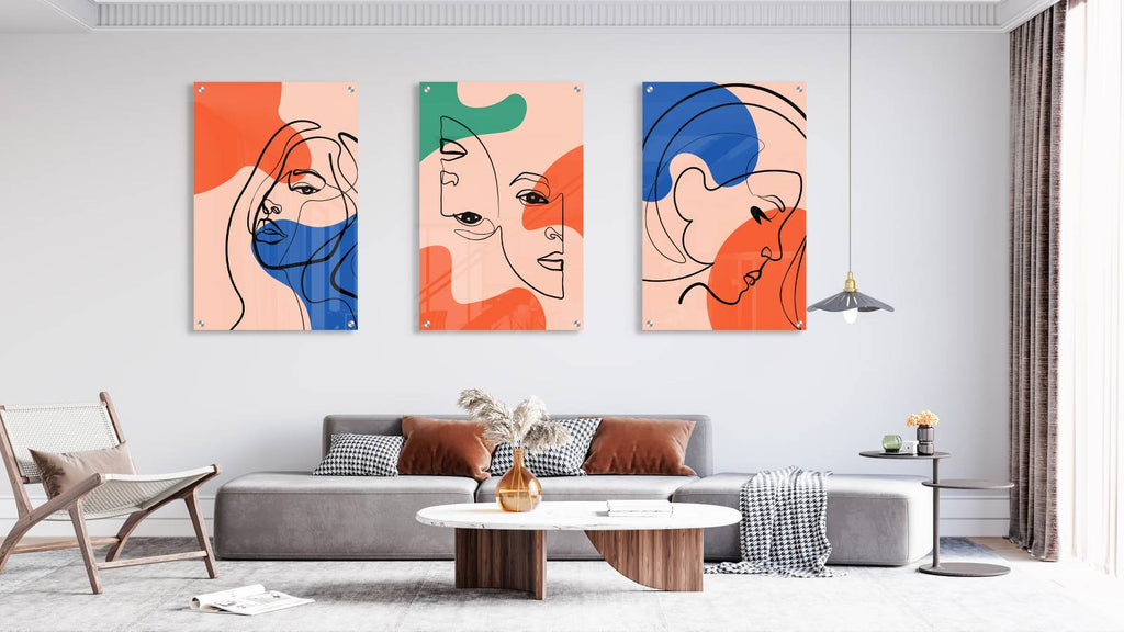 Woman Pattern Set of 3 Prints Modern Wall Art Modern Artwork Image 1