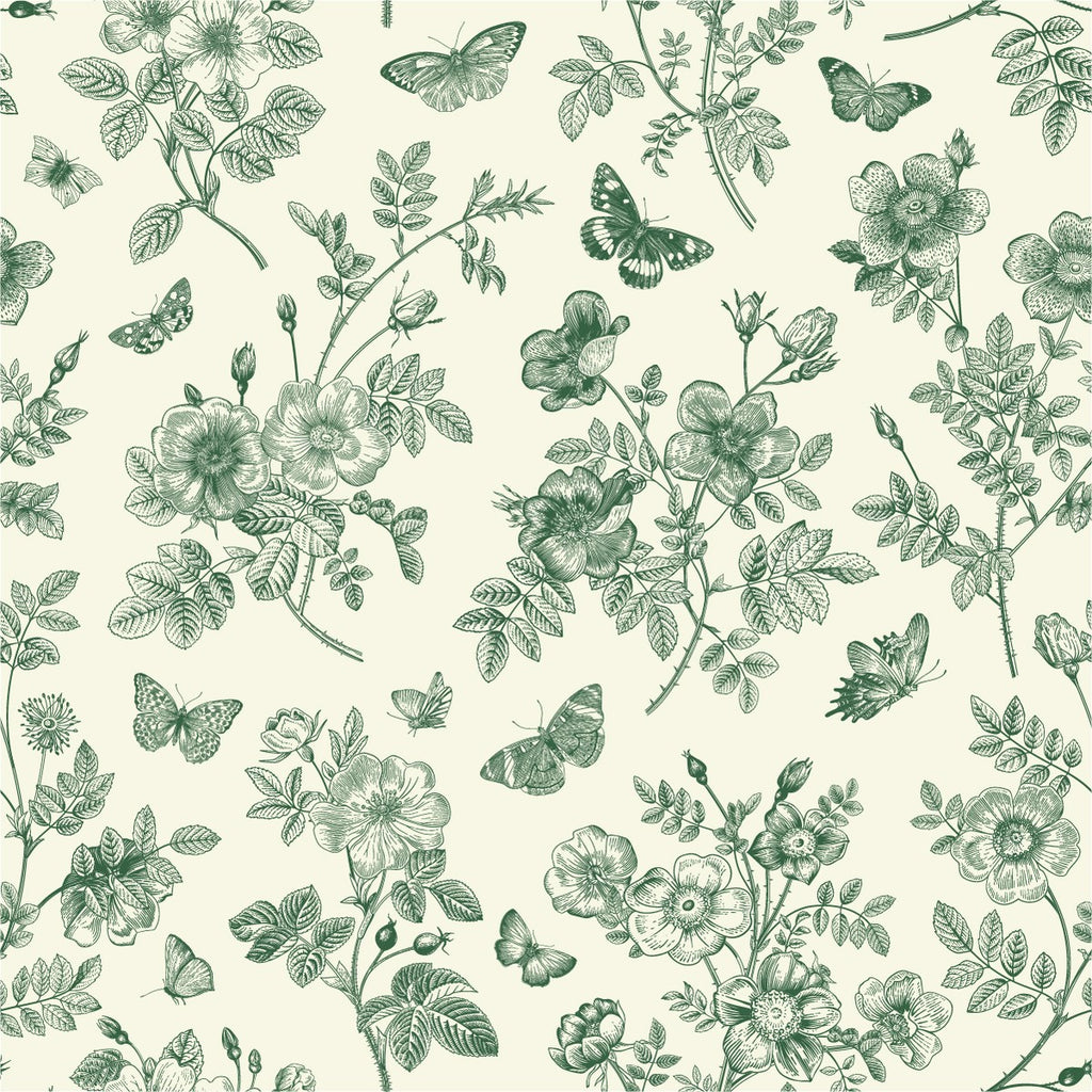 Green Floral Pattern Wallpaper uniQstiQ Vintage