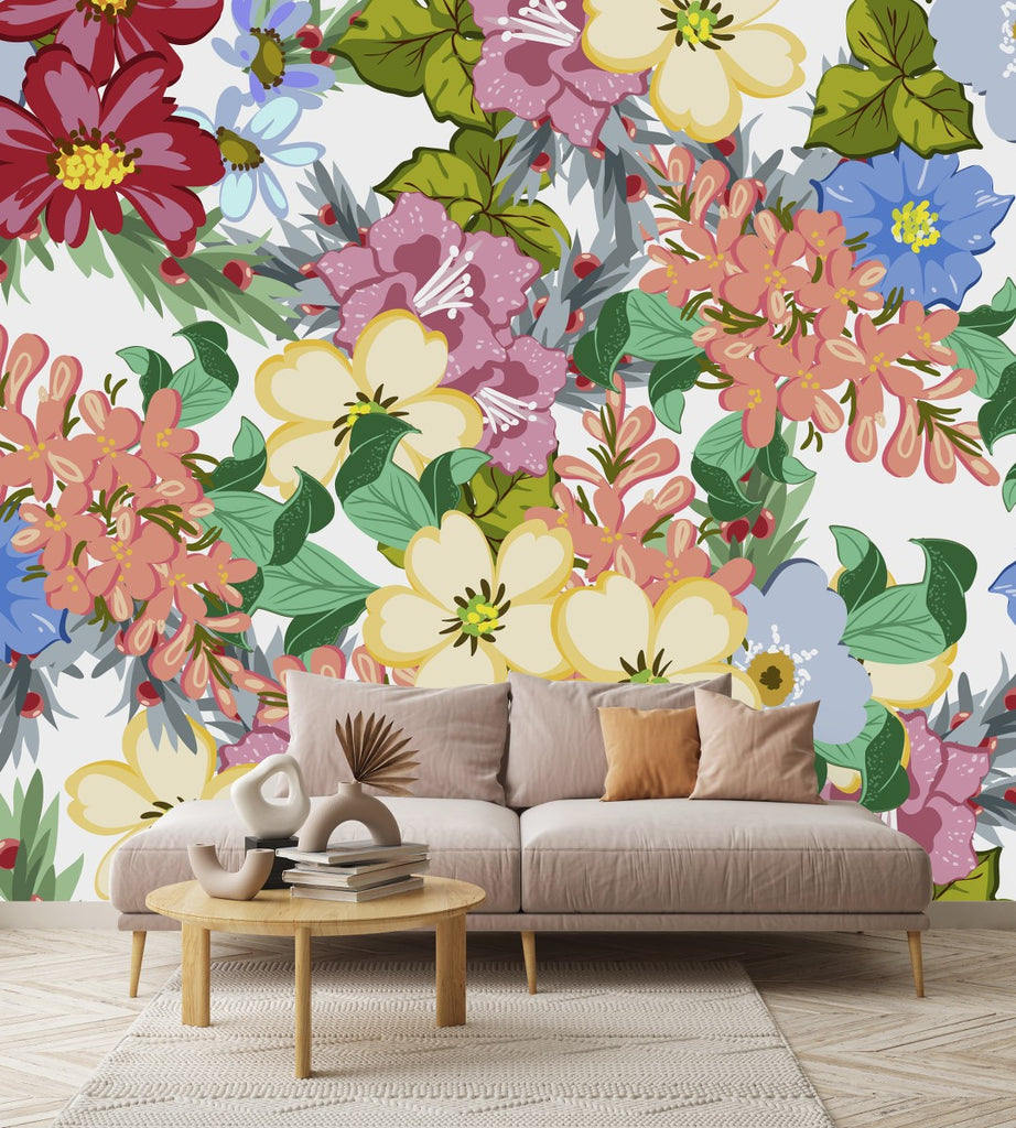 Multicolored Flowers Wallpaper uniQstiQ Murals