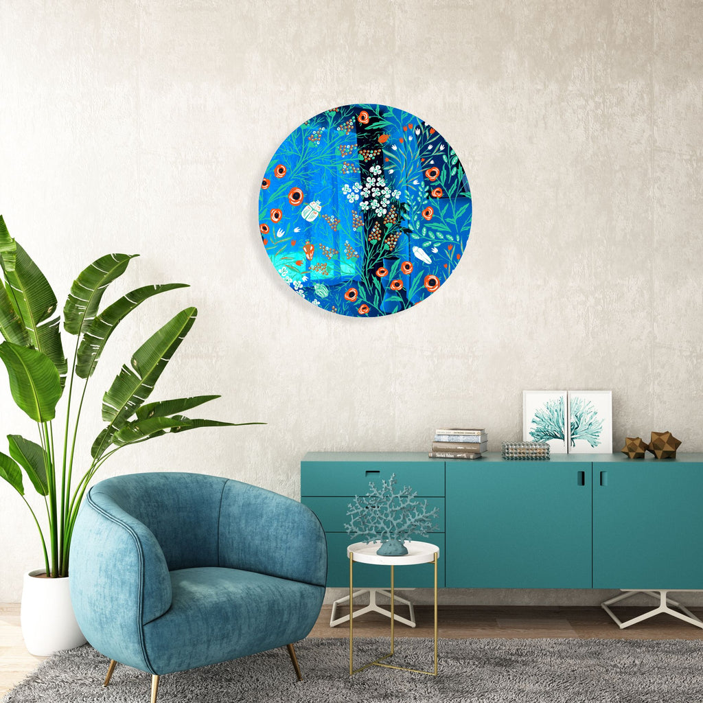 Beetles and Leaves Mirrored Acrylic Circles Contemporary Home DǸcor Printed acrylic 