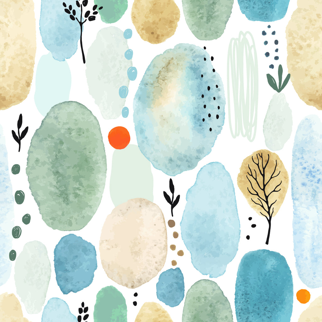 Watercolor Trees and Drops Wallpaper