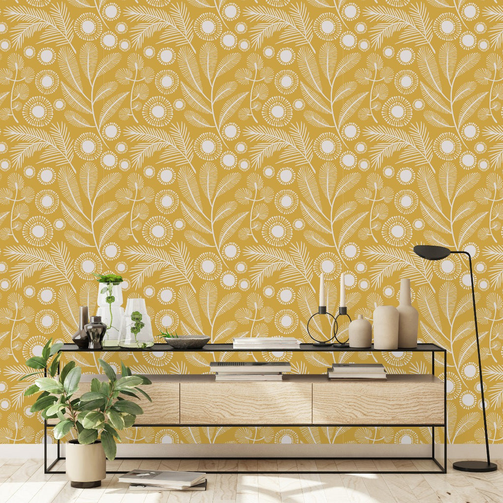 Yellow Floral Wallpaper uniQstiQ Floral