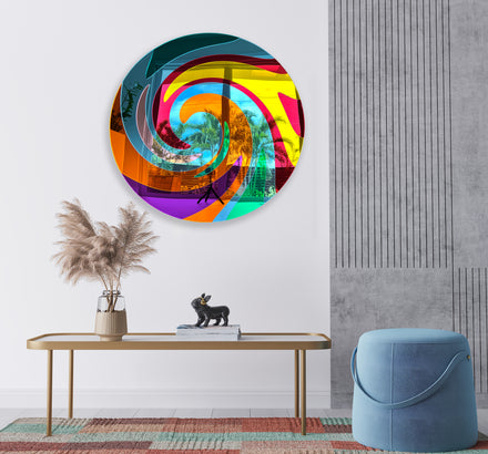 Mirrored Acrylic Circle Round Wall Decor Set of 8 Contemporary Art