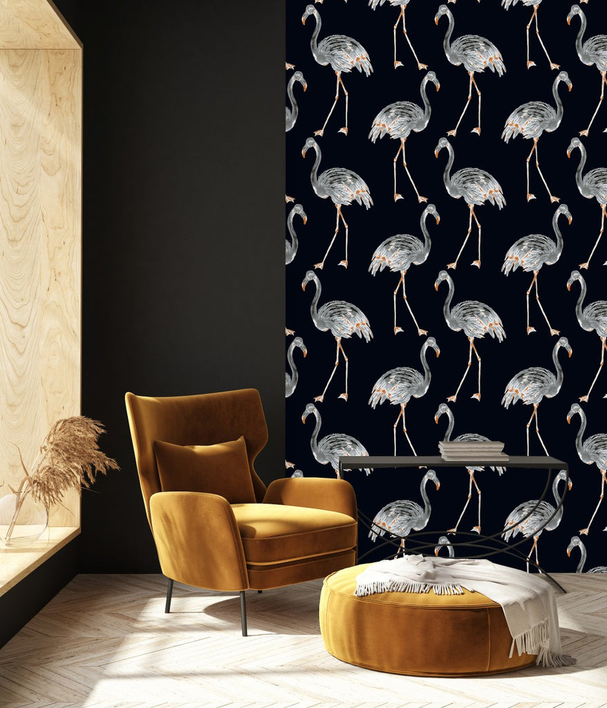 Grey Flamingos Wallpaper uniQstiQ Tropical