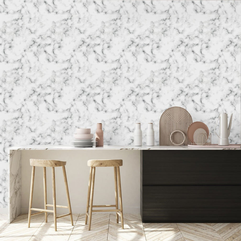 White wallpaper self adhesive marble sheet for table waterproof wallpaper  for kitchen Home Office wall marble