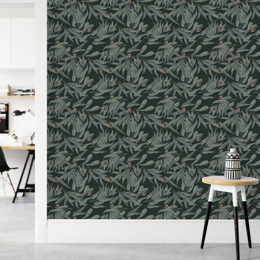 Dark Wallpaper with Buds on Trees uniQstiQ Botanical