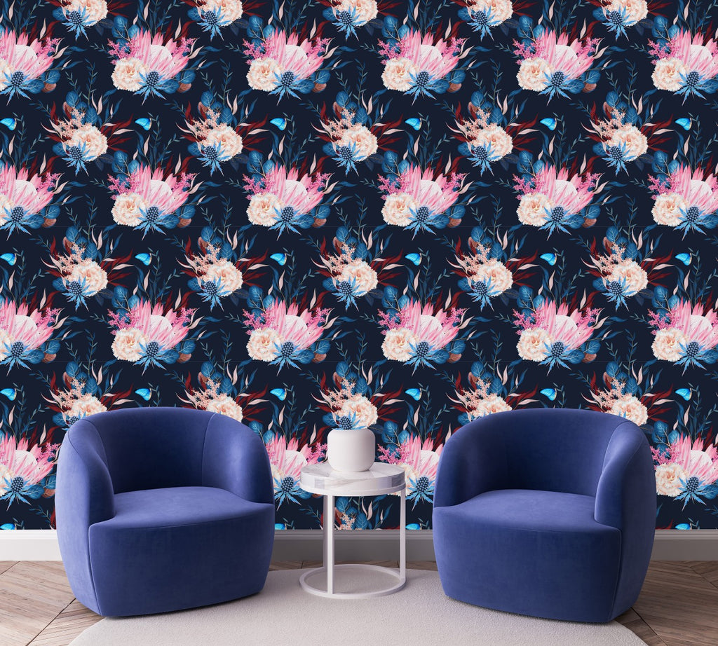 Protea on Dark Blue Wallpaper  uniQstiQ Floral