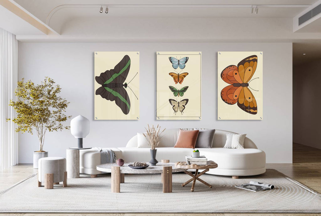 Butterflies Ornament Set of 3 Prints Modern Wall Art Modern Artwork Image 2