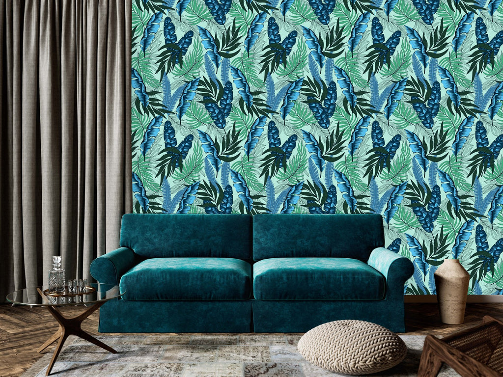 Blue and Green Plant's Leaves Wallpaper  uniQstiQ Tropical