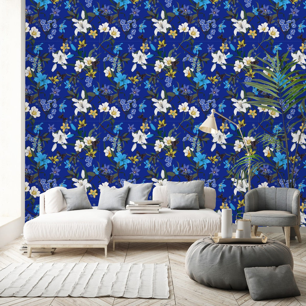 Blue Floral Wallpaper uniQstiQ Floral