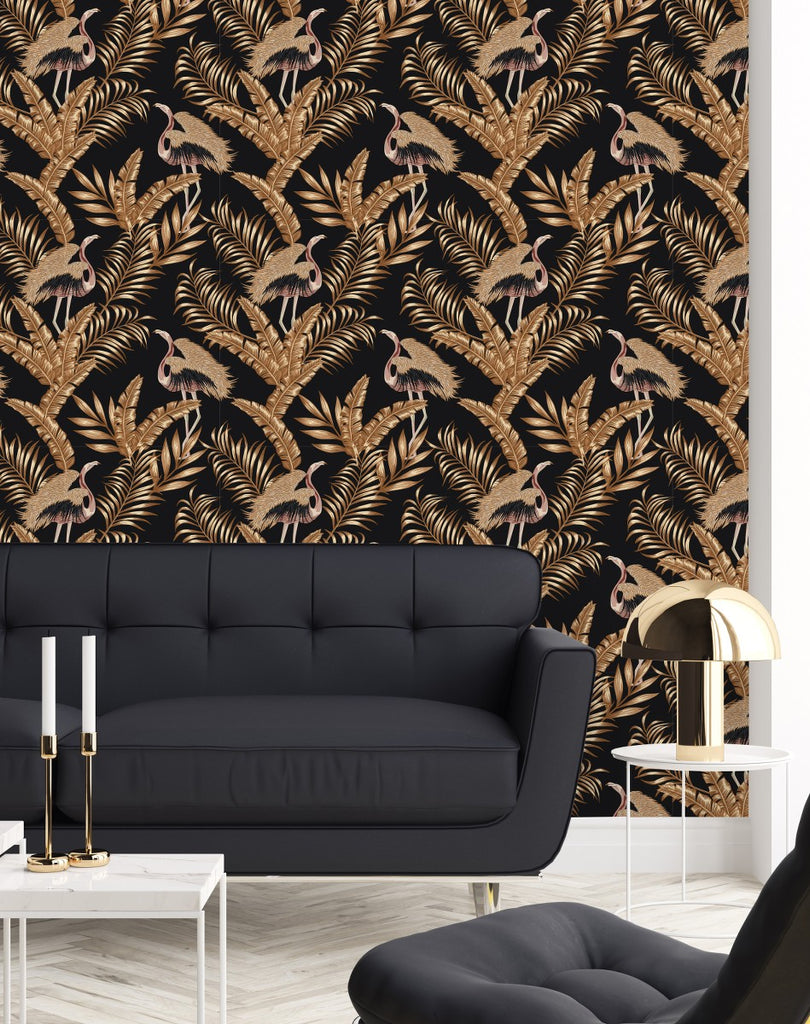 Gold Flamingos Wallpaper