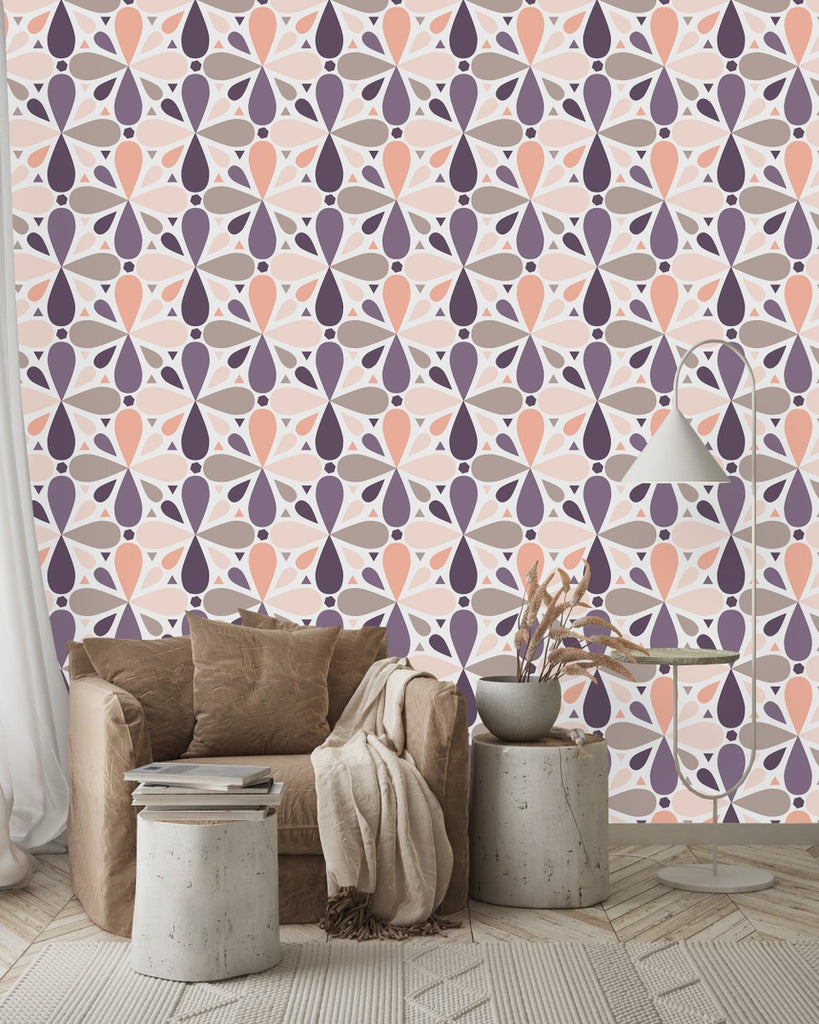 Purple and Beige Pattern Wallpaper uniQstiQ Geometric