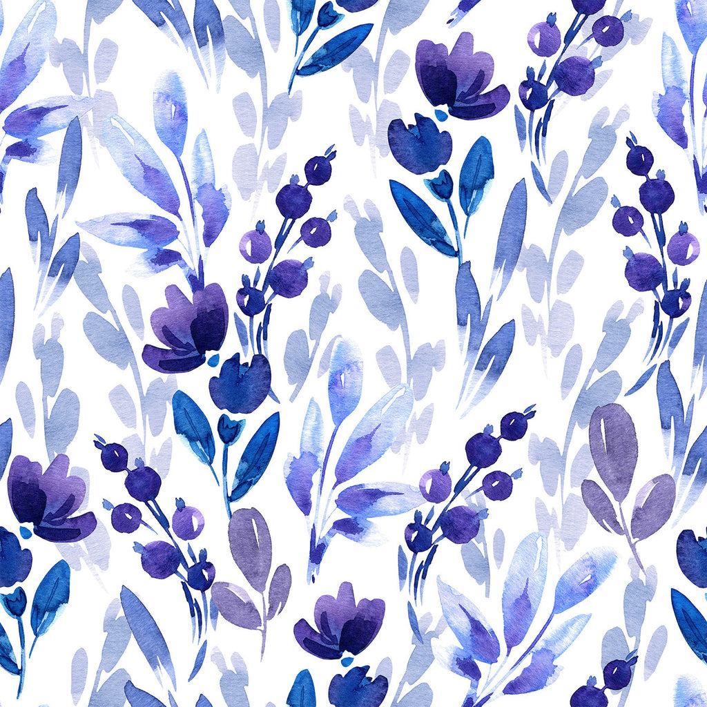 Purple Berries and Flowers Wallpaper uniQstiQ Botanical