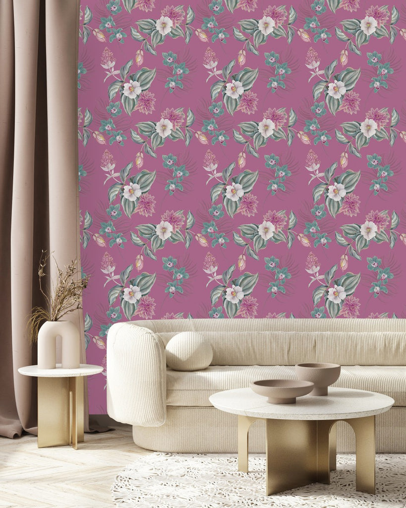 Pink Wallpaper with Flowers  uniQstiQ Floral