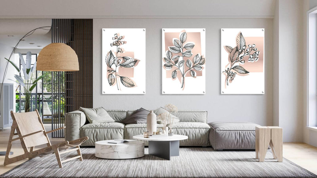 Foliage Pattern Set of 3 Prints Modern Wall Art Modern Artwork Image 1