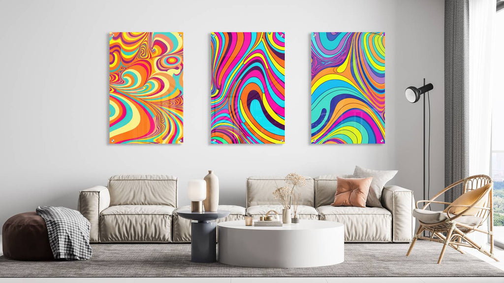 Brightly Colors Set of 3 Prints Modern Wall Art Modern Artwork Image 1