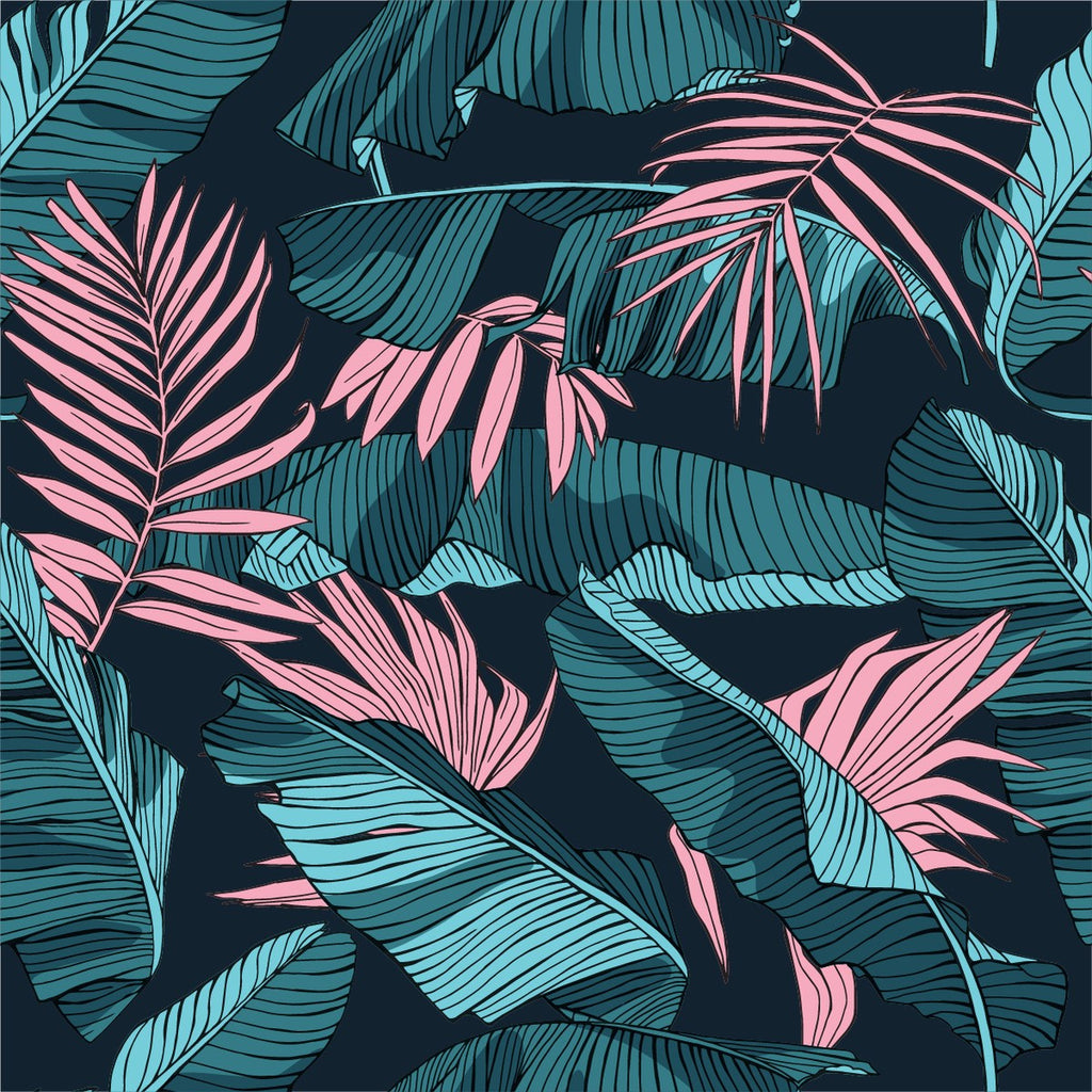 Green and Pink Leaves Wallpaper  uniQstiQ Tropical