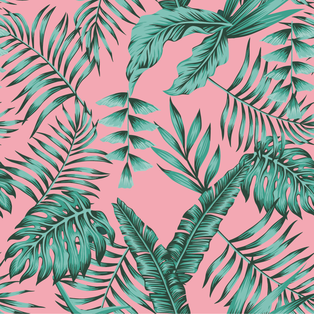 Pink Wallpaper with Exotic Leaves uniQstiQ Tropical