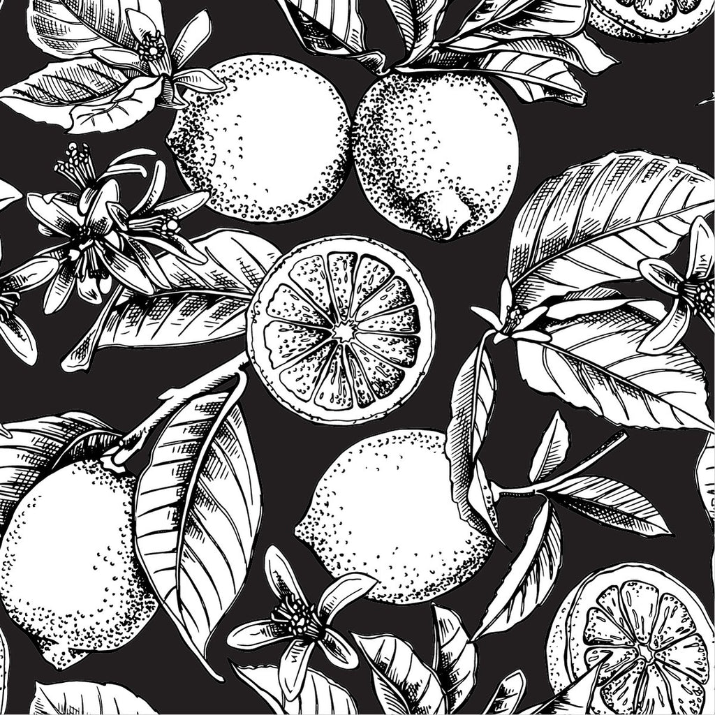 Black and White Lemon Pattern Wallpaper uniQstiQ Botanical