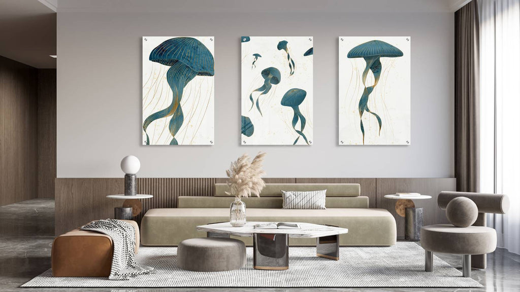 Jellyfish Pattern Set of 3 Prints Modern Wall Art Modern Artwork Image 1