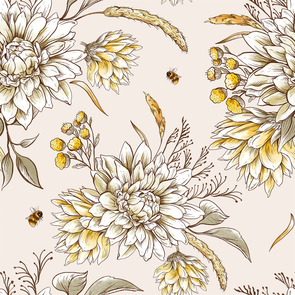 Beige Floral Wallpaper  uniQstiQ Floral