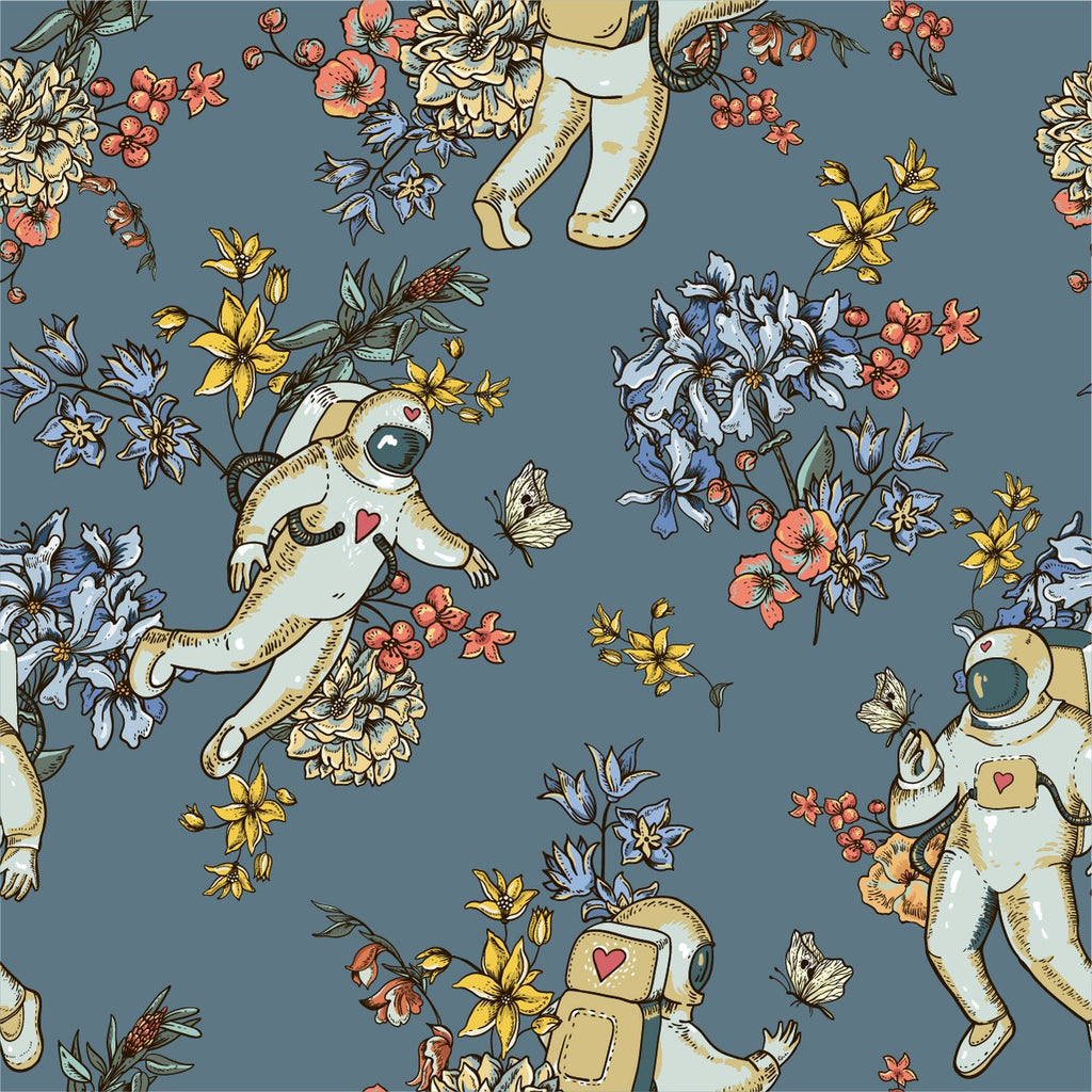 Astronaut between Flowers Wallpaper  uniQstiQ Kids
