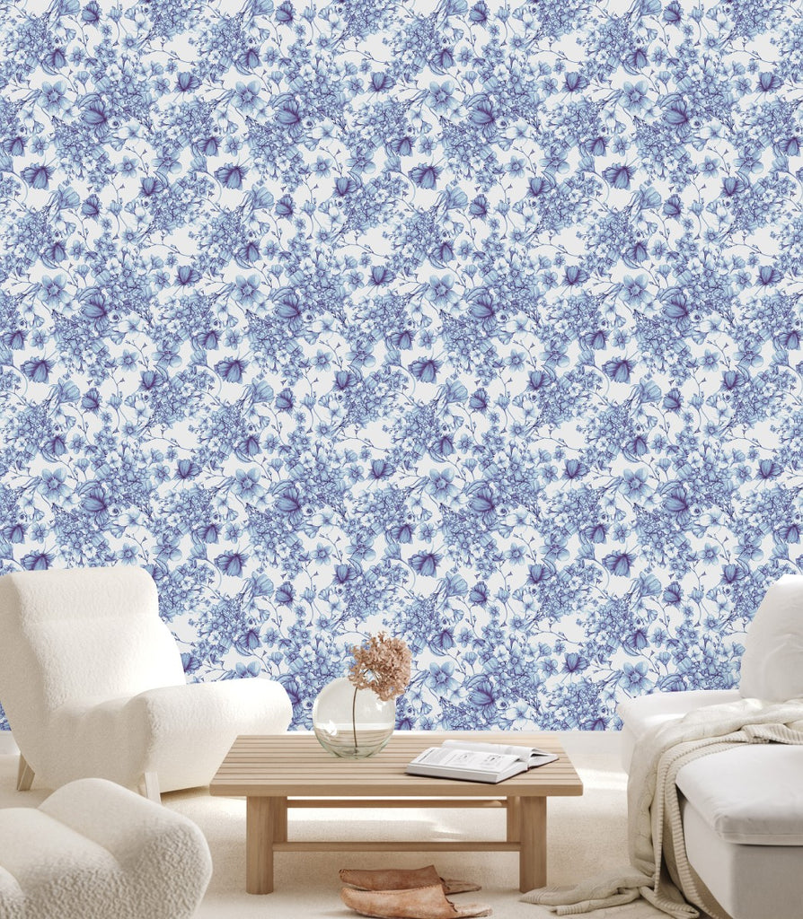 Blue Floral Wallpaper uniQstiQ Botanical